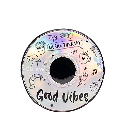 Bewaltz Novelty Handbags, Fun Shape Purse Chainstrap Glitter Holo Tween Style (CD Mixtape)