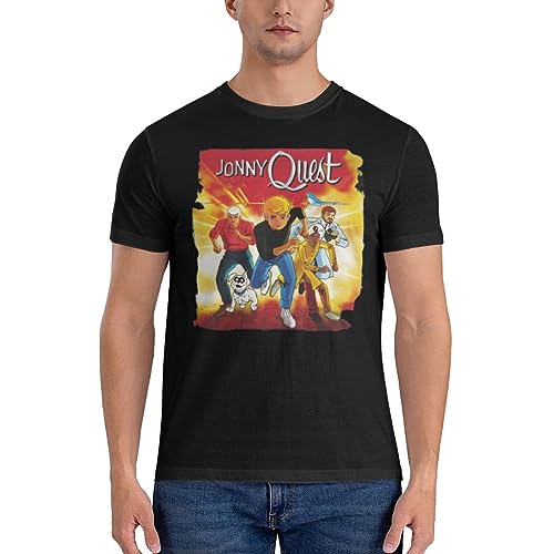 Men's Jonny Anime Quest Short Sleeve T Shirt,Cool Crewneck T-Shirt Tops,Hawaiian Cotton Graphic Tees for Men Guys Blouse Large Black T-Shirts