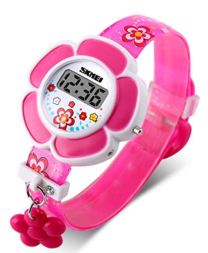 Kids Watch Girl Flower Shape Watch Novelty Cartoon Digital Watch 1144 (pink1)
