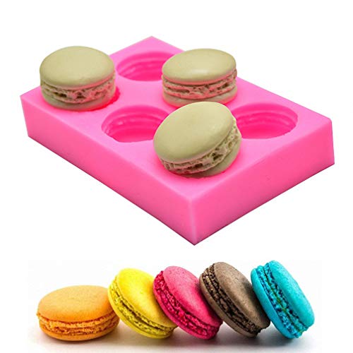 MoldFun 6-Cavity 3D Macaroon/Macaron Hamburger Silicone Mold for Fondant, Cake/Cupcake Decorating, Baking, Gum Paste, Chocolate, Candy, Polymer clay, Mini Soap, Bath Bomb