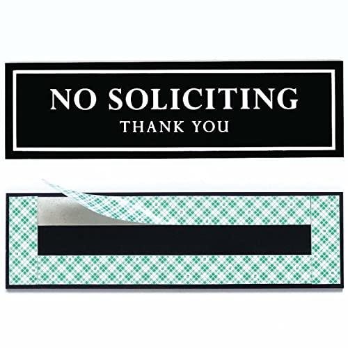 Kubik Letters Original No Soliciting Sign for House (with Strong Adhesive Tape) - No Soliciting Sign for Front Door - No Solicitors Sign for Front Door - No Solicitation Sign - Black 120 mil