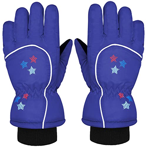Kids Snow Ski Gloves Winter Waterproof Warm Snowboard Mittens for Girl and Boy (Royal Blue,5-10 Years)