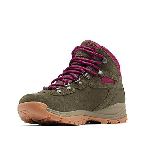 Columbia Women's Newton Ridge Plus Waterproof Amped, Peatmoss/Red Onion, 7.5