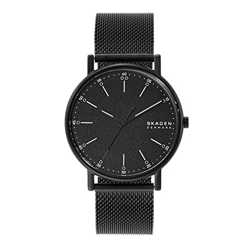 Skagen Men's Signatur Three-Hand Black Stainless Steel Mesh Band Watch (Model: SKW6579)