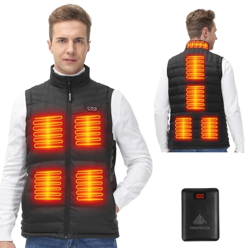 PIFMYSEDOL Heated Vest for Men with Battery Pack, Lightweight Rechargeable Men's Heating Vests with 9 Heating Panels, Large-Size, Black