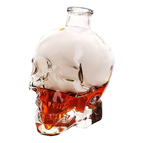 AUTIORE Skull Glass Decanter Bottle with Airtight Stopper -Skull Decanter Bottle Liquor Decanter Whiskey Decanter for Wine, Bourbon,Brandy，Vodka,Gifts for Men(750ml)