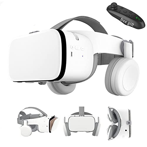 VR Headset for iPhone Apple Android PC Phone, 3D Virtual Reality Headset VR Set Realidad Virtuales Gafas Game System VR Goggles Glasses W/Remote for Kids & Adult Play Game Watch 3D IMAX Movie, White