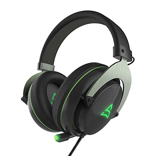 Stereo Gaming Headset，SUPSOO Noise Cancelling USB Over-Ear Headphones with Microphone and Volume Control for PC Xbox One PS4 PS5 Laptop Mac Nintendo Games Green