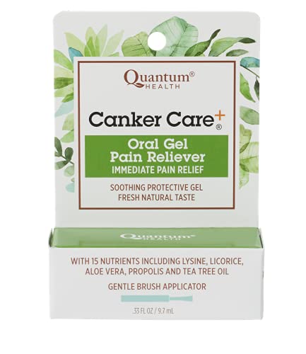 Quantum Health Canker Care+ Oral Pain Relief Gel Lysine Soothing Canker Sore & Toothache Mouth Care - Herbal Mint - 0.33 Oz