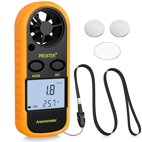 Proster Handheld Anemometer Wind Speed Meter LCD Backlight Thermomoter Wind Detector Gauge Airflow Meter for Outdoor Sailing Surfing Shooting Fishing Hunting