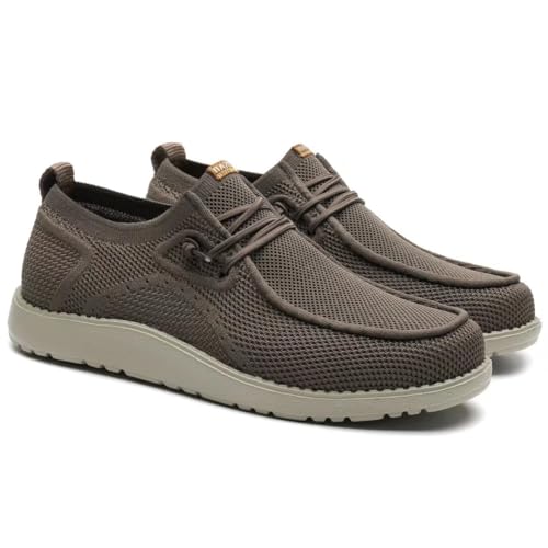 1TAZERO Men Slip On Shoes Wide Width Shoes Loafer Casual with Arch Support,Boat Shoes Orthopedic Men for Plantar Fasciitis(Khaki 13)