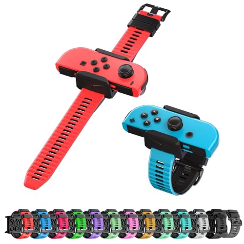 RTTACRTT Silicone Wrist Bands for Just Dance 2024 2023 2022 Switch and for Zumba Burn It Up, Dance Strap Freely Adjustable for Joy Con & Switch OLED Model, 2-Pack for Adults and Children-Red & Blue
