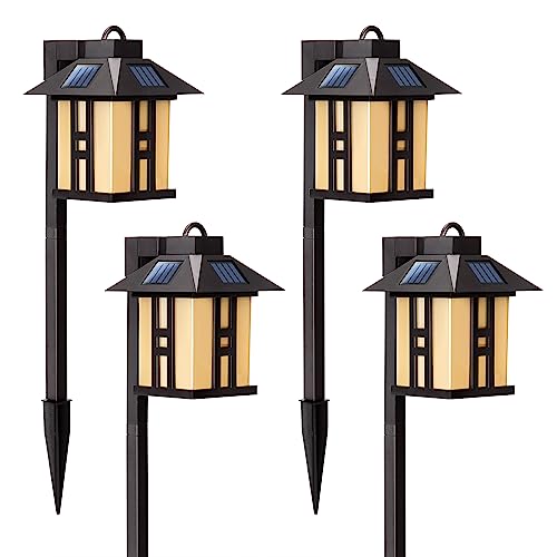 GIGALUMI Japanese Decor Lights, Solar Pathway Lights, Solar Lights for Outside/Lawn/Patio/Yard/Pathway/Walkway/Driveway Decoration 4 Pack