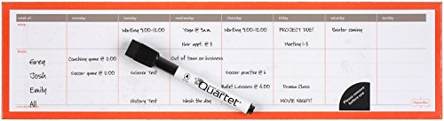 Mead Organizher Write 'N Wipe Weekly Undated Dry-Erase Calendar, 15 x 4 Inches, Coral (98129CORL)