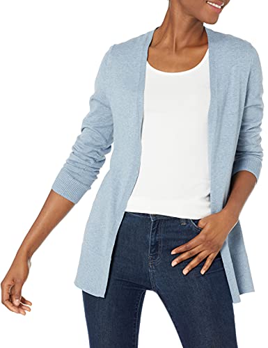 Amazon Essentials Women's Lightweight Open-Front Cardigan Sweater (Available in Plus Size), Indigo Blue Heather, X-Small