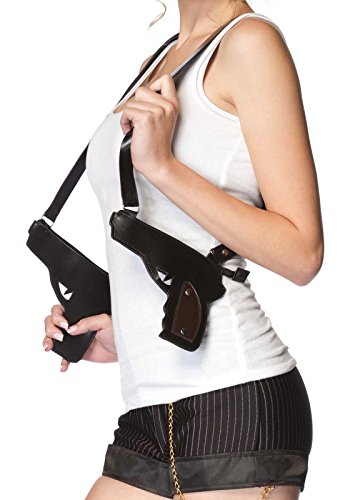 Leg Avenue Women's Double Gun Zipper Holster, Gangster Black, One Size
