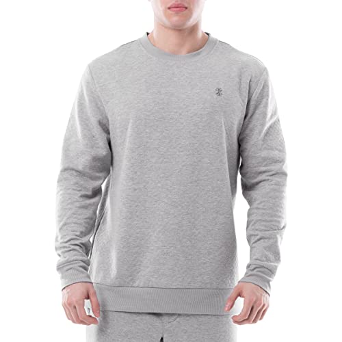 IZOD Men's Quilted Knit Crewneck Long Sleeve Sweatshirt, Light Grey Heather, Large