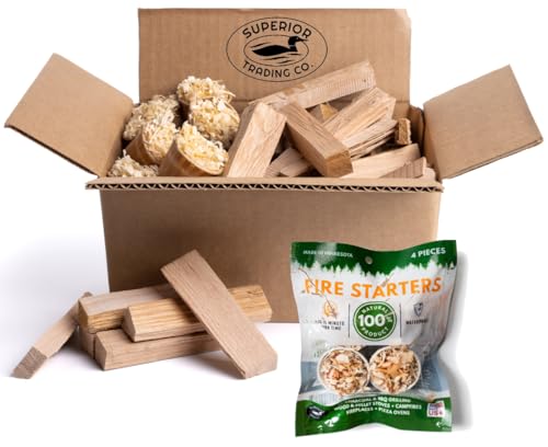 Oak Mini Fire Wood Stick w/Fire Starter Pods for BBQ, Solo Stove, Grill, Pizza Oven, Wood Stove — USDA Certified Kiln Dried Wood 4-5' Pieces with Drawstring Bag. BBQ Accessories, 6-7 Lbs