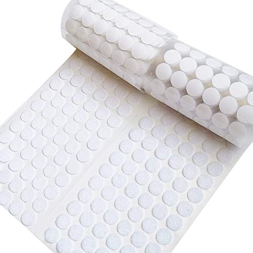 Self Adhesive Dots, Strong Adhesive 1000pcs(500 Pairs) 0.59' Diameter Sticky Back Coins Nylon Coins, Hook & Loop Dots with Waterproof Sticky Glue Coins Tapes, Very Suitable for Classroom, Office, Home