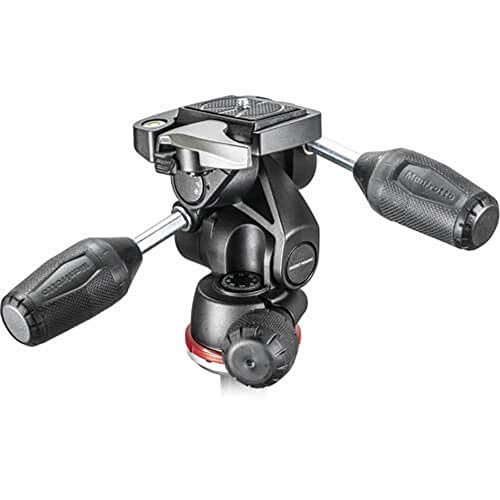 Manfrotto MH804-3W, MK II 3 Way Head in Adapto w/Retractable Levers, Independent Axis Control, Ergonomic Rubber Handle, for DSLR, CSC, Mirrorless