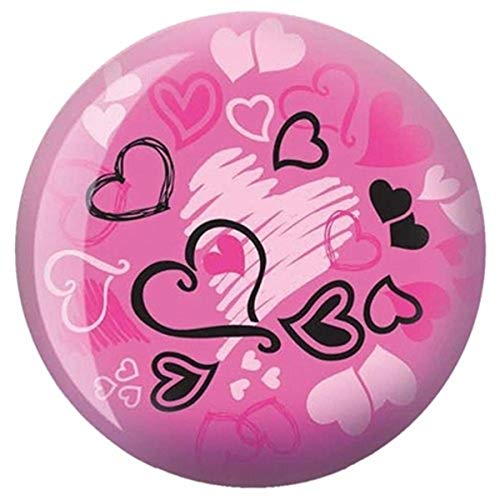 Brunswick Products Hearts Glow Viz-A-Ball Bowling Ball 8lb, Pink/Black, 8 lb
