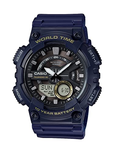 Casio Men's Heavy Duty Quartz Resin Watch, Color: Blue (Model: AEQ110W-2AV)