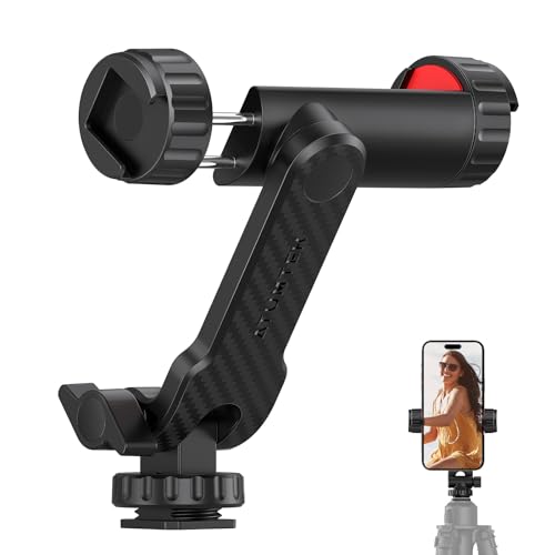 ATUMTEK Phone Tripod Mount, Universal Smartphone Mount Adapter with 2 Cold Shoe and 1/4' Standard Screw, 360° Rotates and 180° Tilts Adjustable Cell Phone Clamp Holder for Perfect Mobile Photography