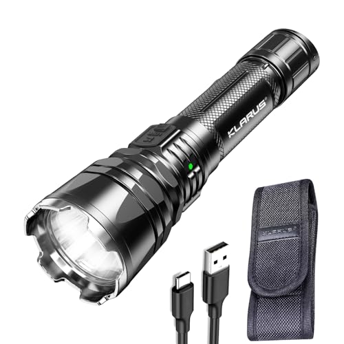 klarus XT12GT Pro Beam Reach 2788FT, 1600 Lumens Rechargeable LED Tactical Flashlight, LED Long Range Flashlight with USB-C Charging Cable, Holster