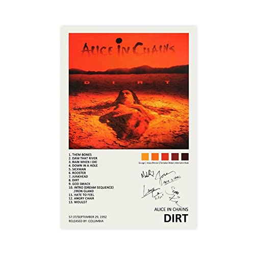WANMLY Alice Poster In Chains Dirt Music Album Cover Signed Limited Poster Canvas Poster Bedroom Decor Sports Landscape Office Room Decor Gift Unframe:12x18inch(30x45cm)