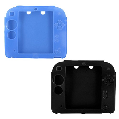 2Packs Protective Soft Silicone Rubber Gel Skin Case Cover for Nintendo 2DS (BL+BU)