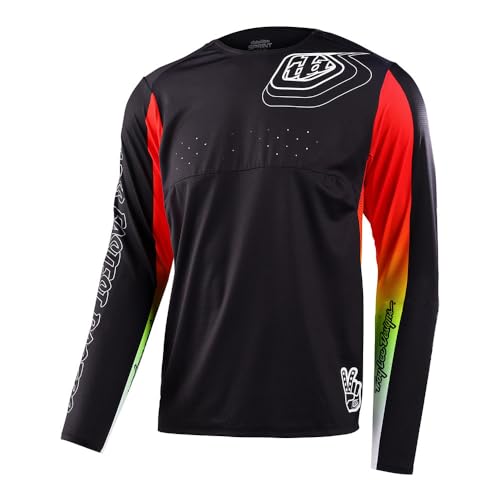 Troy Lee Designs Long Sleeve Sprint Adult Mountain Bike BMX Jerseys, Richter Black, Large