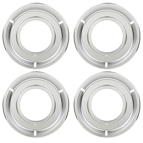 KITCHEN BASICS 101 Made in the USA 5303131115, 540T014P01 and RGP 300 Replacement Round Range Gas Stove Drip Pans for Frigidaire and Tappan, 4 Pack