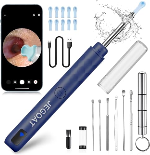 Ear Wax Removal Tool Camera, Ear Cleaner with Camera, Ear Cleaning Kit 1296P HD Ear Scope, 6 LED Lights and 10 Ear Picks, Earwax Removal with Otoscope to Earify Earwax for iOS and Android