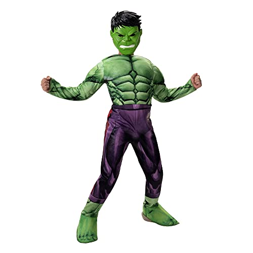 Marvel Boys Deluxe Hulk Costume, Incredible Hulk Child Bruce Banner Kids Halloween Costume - Officially Licensed Small