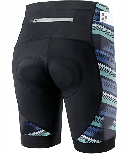 Sportneer Mens Cycling Shorts with Pockets Gel Padded Motorcycle Road Bike Riding Bicycle MTB Cycle Shorts Green