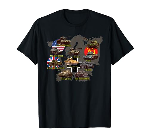 Top Ten Best WW2 Tanks M4 Sherman Panzer IV Tiger II T-34 T-Shirt
