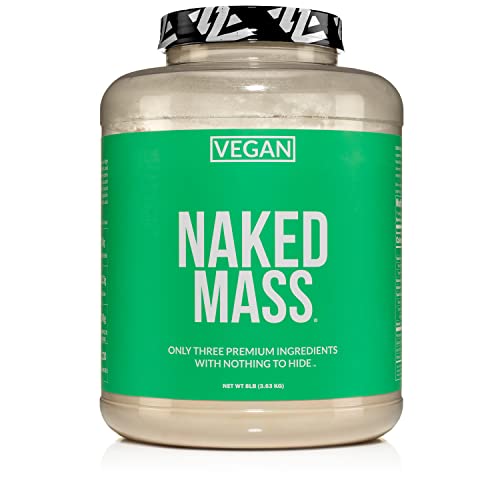 NAKED nutrition Naked Vegan Mass - Natural Vegan Weight Gainer Protein Powder - 8Lb Bulk, GMO Free, Gluten Free, Soy Free & Dairy Free. No Artificial Ingredients - 1,230 Calories - 11 Servings