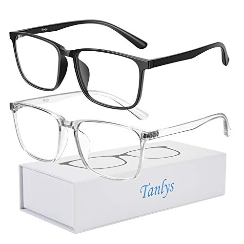 Tanlys 2 Pack Blue Light Blocking Glasses for Computer Eye Strain [Dry Eye & Sour Eye], Anti UV Reduce Headache Classic Bluelight Blocker Glasses Men Women