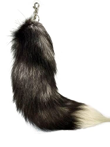 Alpertie Fluffy Real Fox Fur Tail Keychain Tassel Bag Cosplay toy Handbag Accessory hook Pendant