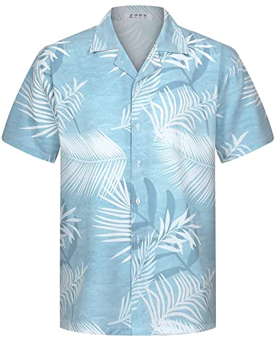 APTRO Men's Hawaiian Shirt Relaxed Fit Casual Short Sleeve Shirts #071 Monster Blue XL