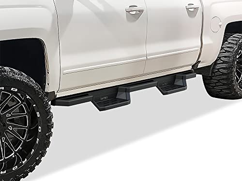 APS Stainless Steel Pocket Steps Running Boards Side Bars Compatible with Chevy Silverado GMC Sierra 1500 2007-2018 Crew Cab & 2500 3500 HD 2019 Crew Cab (Exclude 07 Classic)