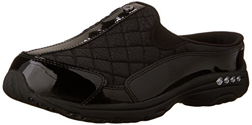 Easy Spirit womens Traveltime Clog Black/Silver Patent 12 W US