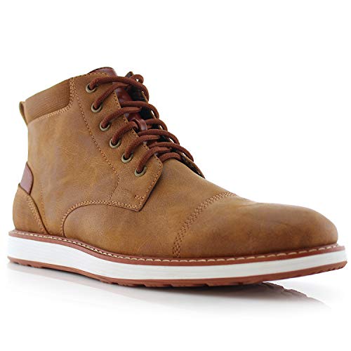 Ferro Aldo Birt MFA506027 Mens Memory Foam Casual Mid-Top Sneaker Desert Vegan Leather Chukka Boots, Brown, 11