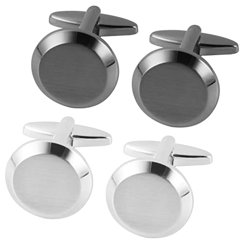 Dannyshi Cufflinks for Men Classic Wedding Business Shirt Cuff Links Silver Gold Black Set Gifts with Box (Silver+Black)
