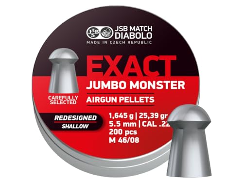 JSB Redesigned Exact Jumbo Monster Shallow Skirt .22 Cal, 25.39 Grains, Domed, 200ct