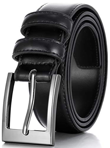 Marino’s Men Genuine Leather Dress Belt with Single Prong Buckle - Black - 44