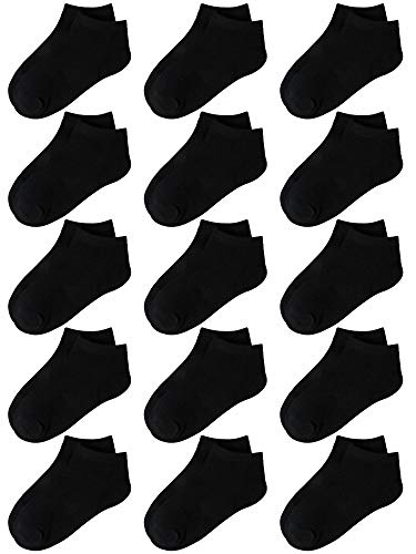 Cooraby 15 Pack Kids' Half Cushion Low Cut Athletic Ankle Socks Boys Girls Ankle Socks