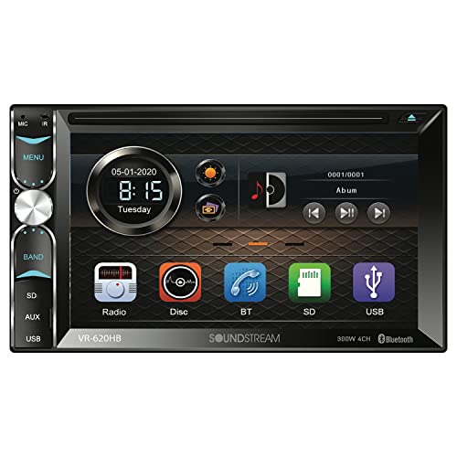 Soundstream VR-620HB VR-620HB 6.2-Inch Double-DIN DVD Head Unit with Bluetooth and Android MHL PhoneLink