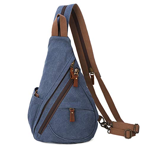 KL928 Canvas Sling Bag - Small Crossbody Backpack Shoulder Casual Daypack Rucksack for Men Women