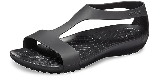 Crocs womens Women's Serena Sandal, Black/Black, 9 US